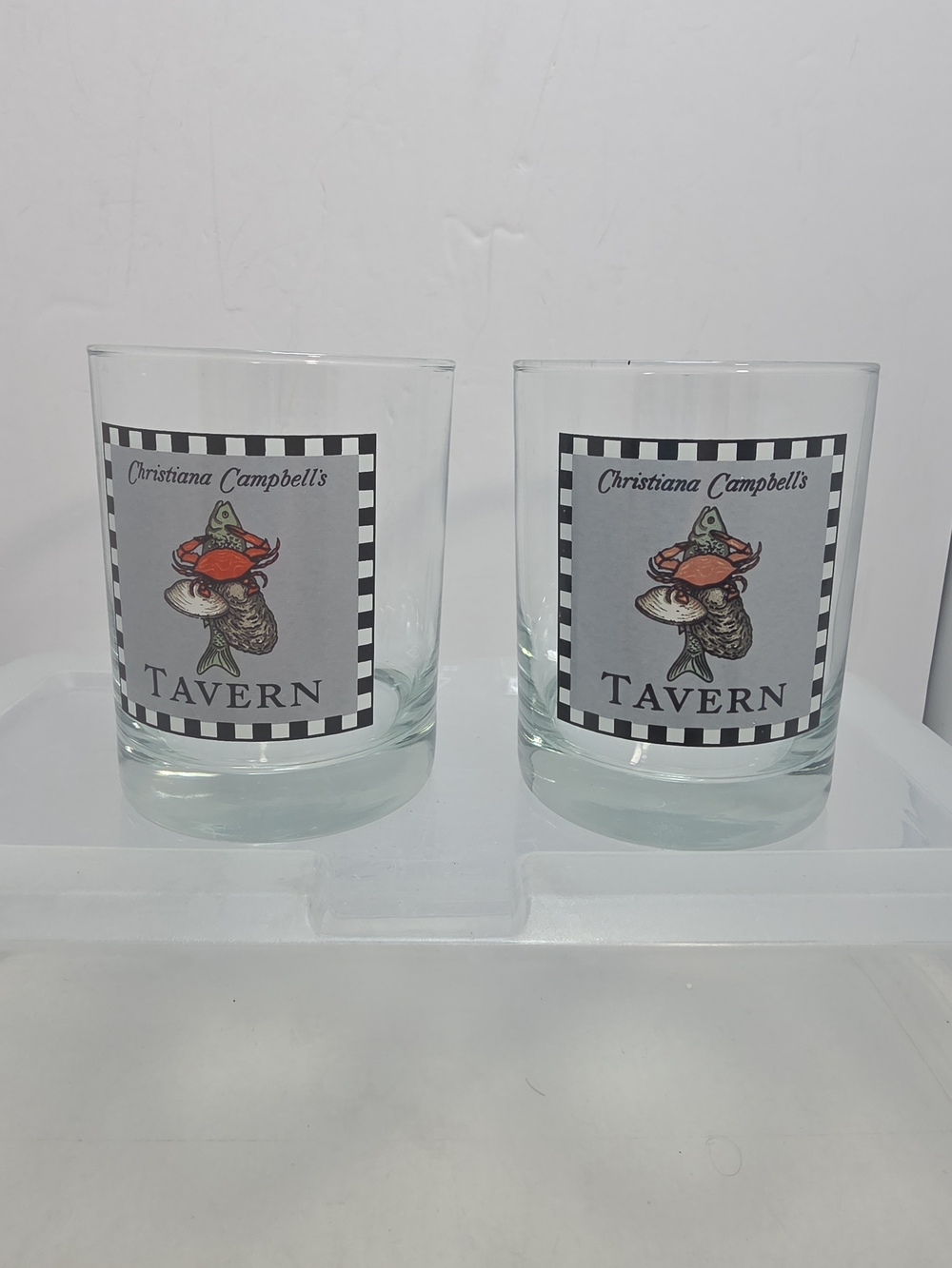 Set of 2 Colonial Williamsburg Christiana Campbell's Tavern Rocks Glasses (A4)
